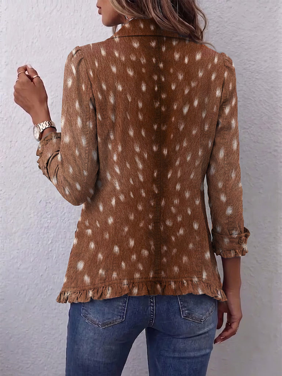 Nolinda™ | Boho Chic Ruffled Jacket with Animal Print