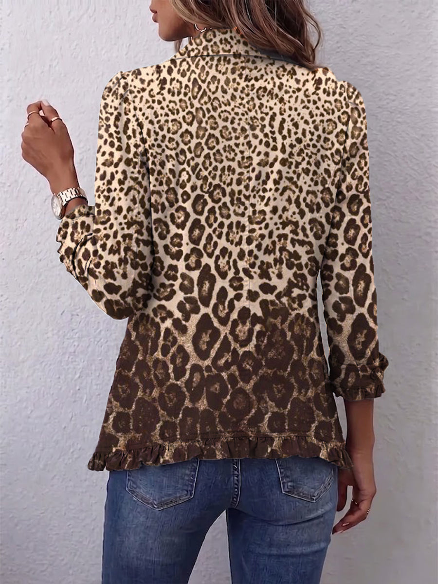 Navara™ | Ruffled Leopard Print Jacket
