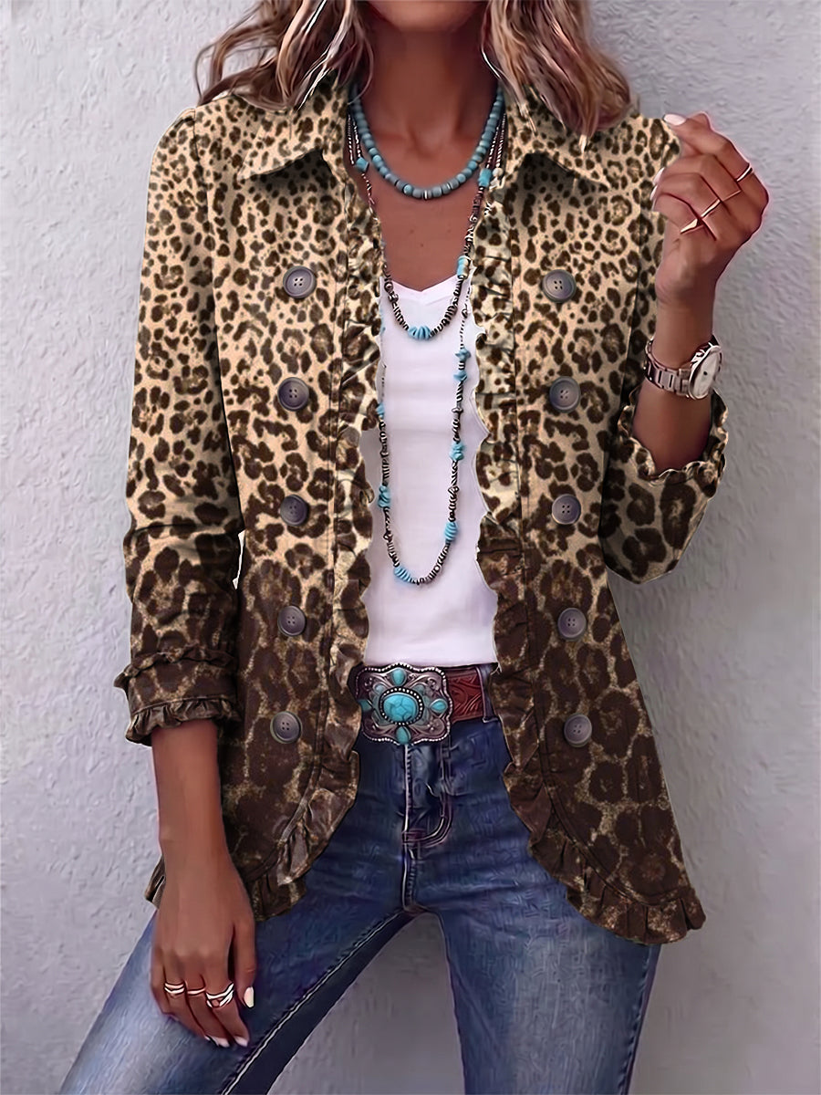Navara™ | Ruffled Leopard Print Jacket