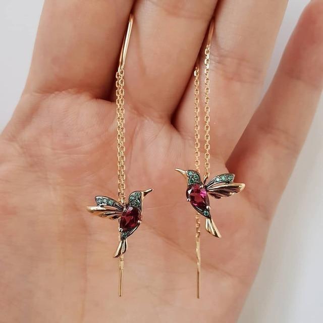 Hummingbird Earrings with Zirconia