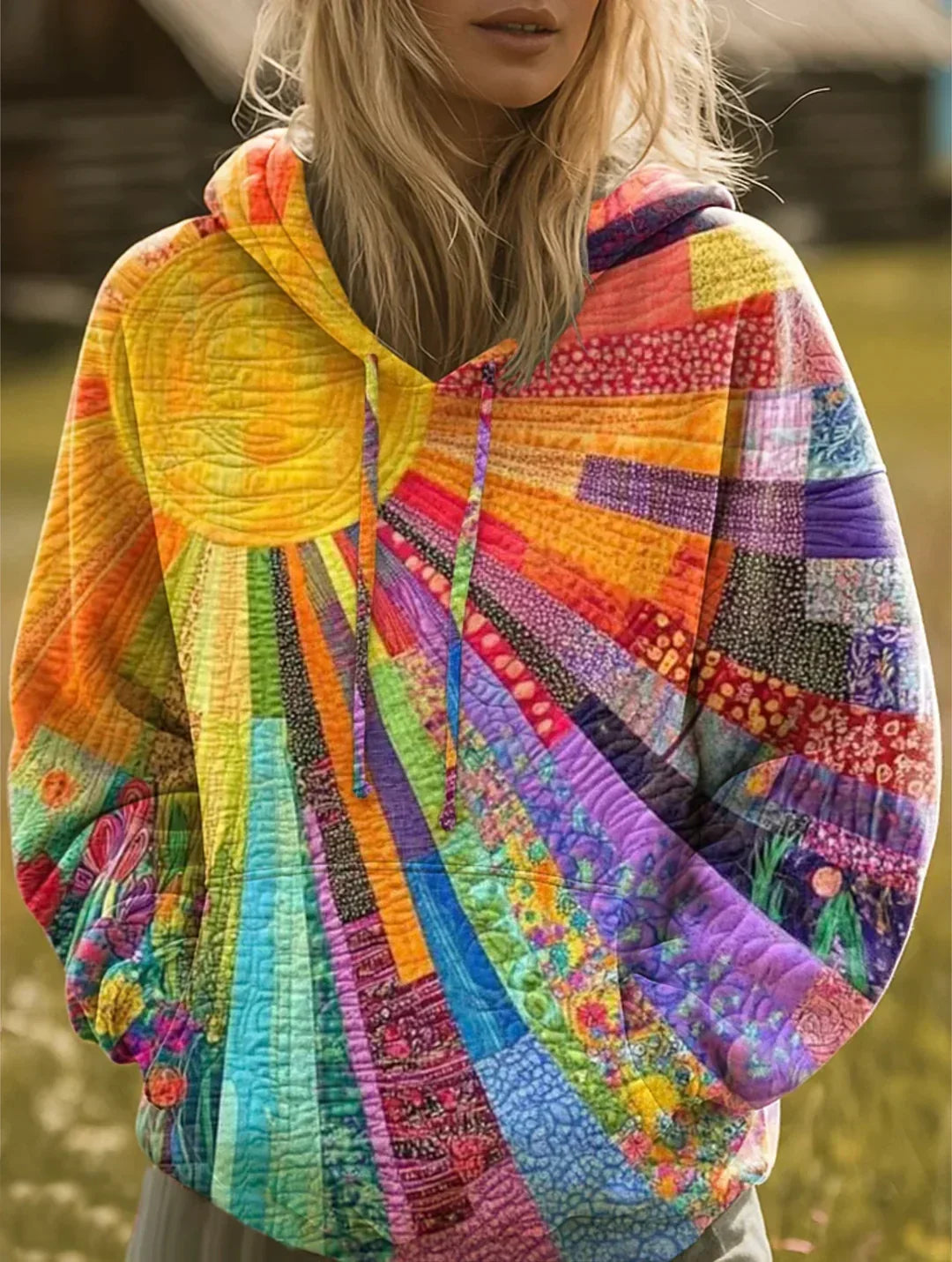 Loveday™ | Bohemian Multicolor Patchwork Hoodie