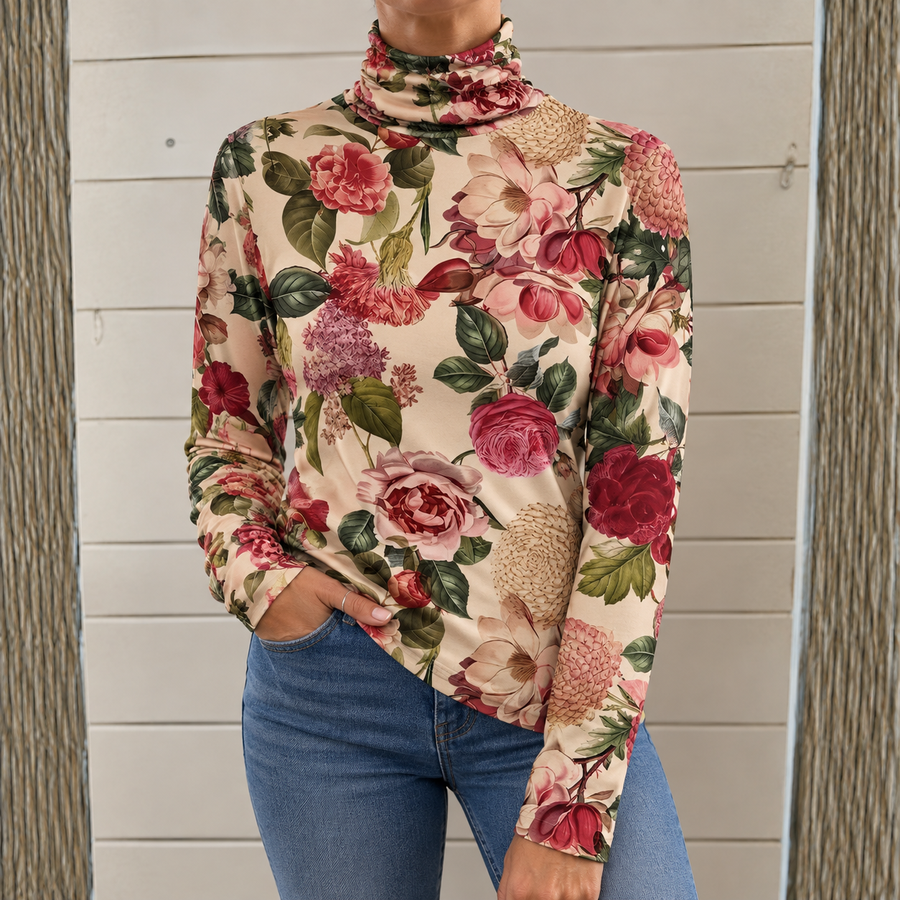 Rosalind | Floral High-Neck Turtleneck