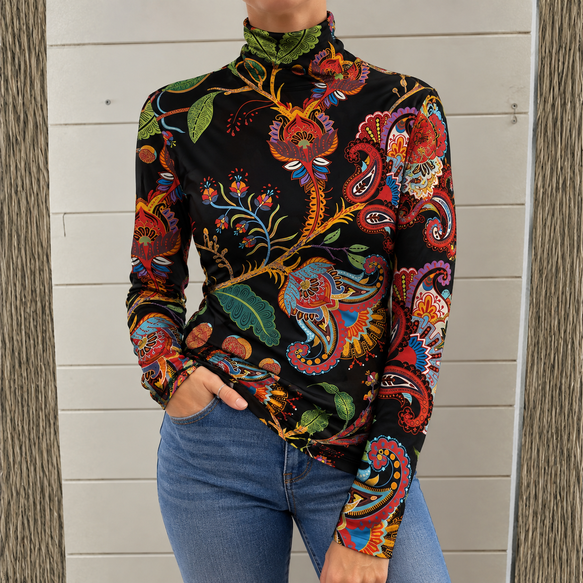Josefine | Floral High-Neck Turtleneck
